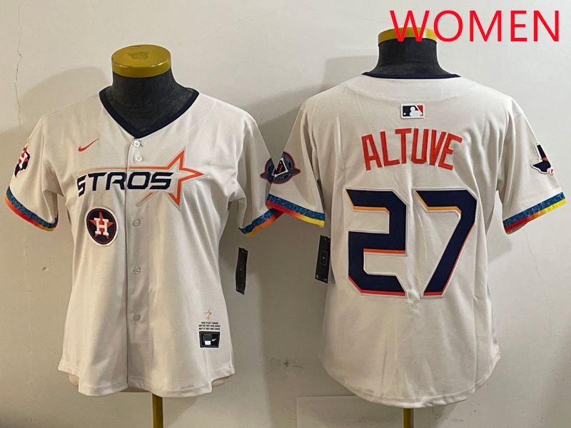 Women Houston Astros #27 Altuve Cream Fourth generation Joint Name Nike 2025 MLB Jersey style 7